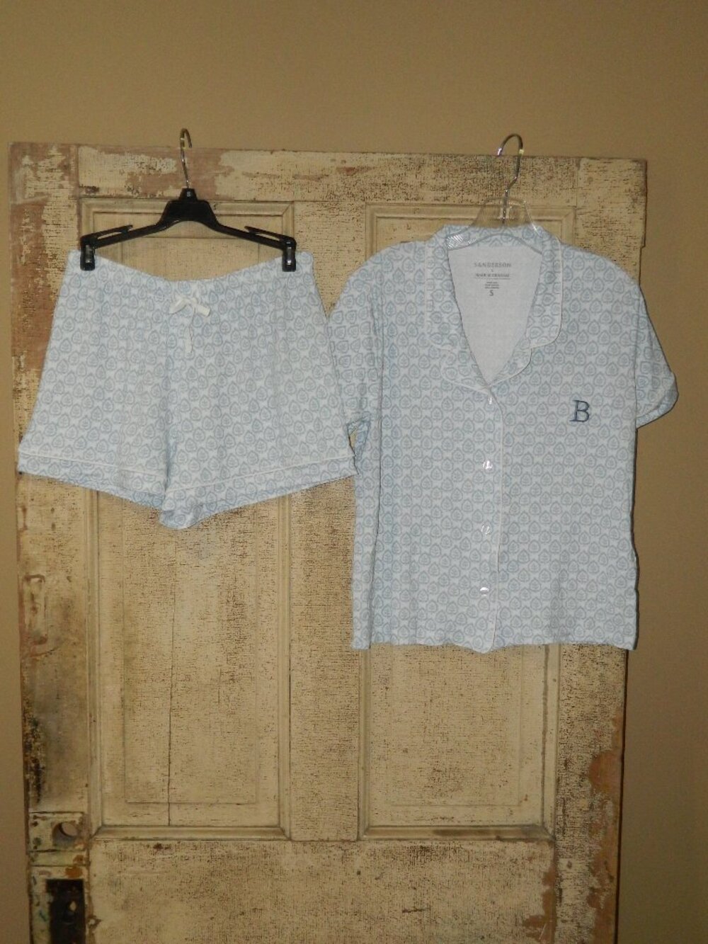 Mark & Graham X Sanderson Short Pajama Set Sz S "B" Mono (CC-32)